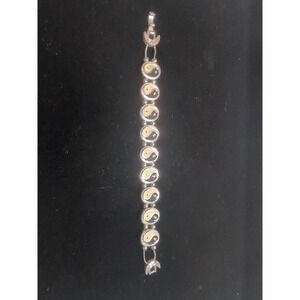 Ying Yang Charm Bracelet Silver Tone Enamel